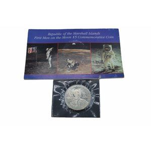 1989 Marshall Islands 5 Dollars 20th Anniversary - First Men on the Moon Coin
